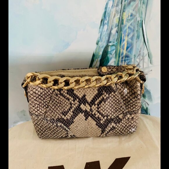 Michael Kors Snakeskin Leather Clutch Wristlet - Picture 1 of 5
